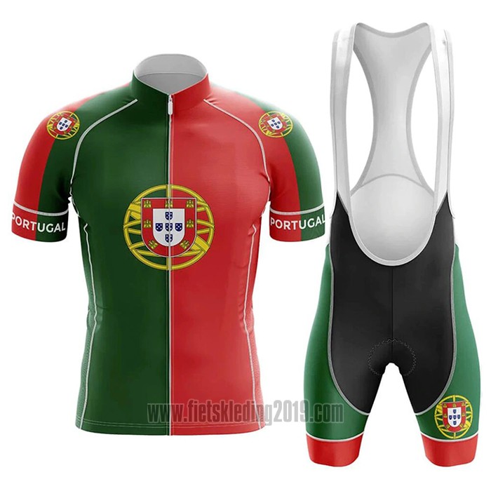 2020 Fietskleding Kampioen Portugal Groen Rood Korte Mouwen en Koersbroek